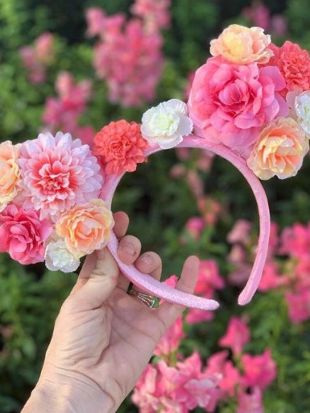 Disney Parks EPCOT floral pink mickey minnie ears Headband WDW